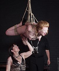 Suspension bondage and tit torture