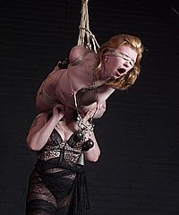 Suspension bondage and tit torture